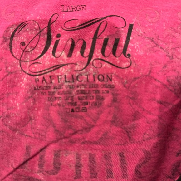 Affliction Pink and Black Graphic Blouse - Picture 4 of 4